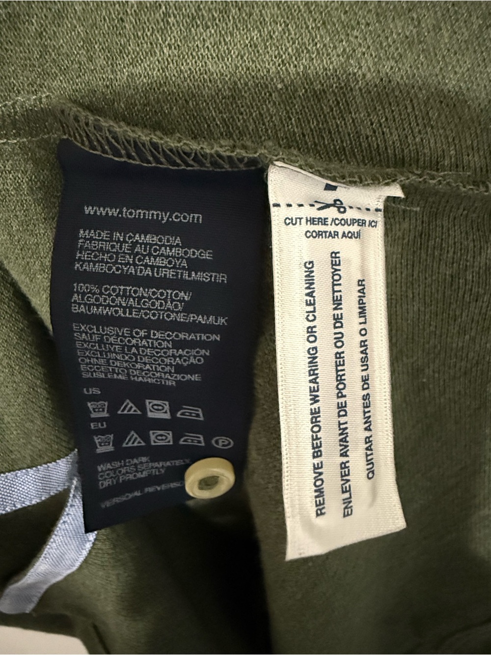 116. Tommy Hilfiger Pique Men’s Olive Green Polo Shirt Large - Picture 6 of 8